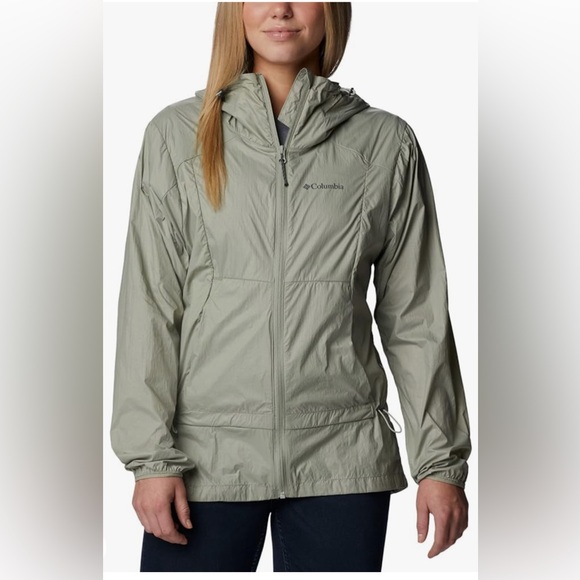 Columbia Women Loop Trail Windbreaker Jacket Large Full Zip LS Hooded Sage - Picture 1 of 10